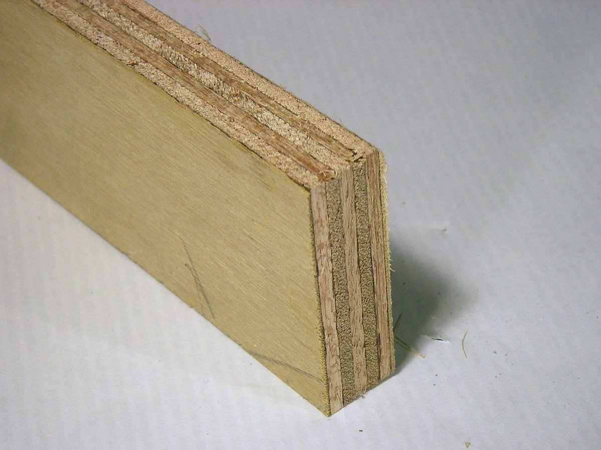 Close-up showing the surface and layered edge of a plywood panel